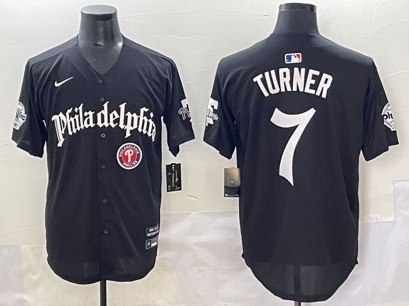 Men 2025 Philadelphia Phillies #7 Turner Black Five generations Joint Name Nike MLB Jersey style 7->philadelphia phillies->MLB Jersey